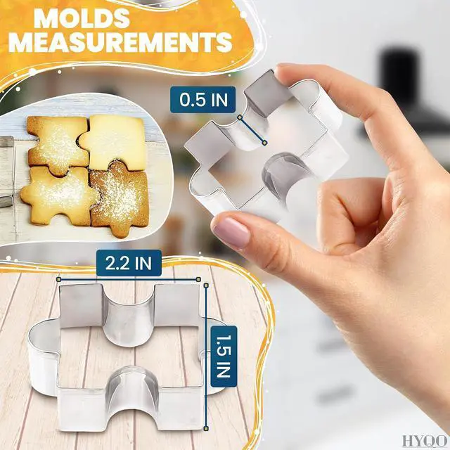 Alt view image 2 of 7 - 4 Pcs Mini Puzzle Piece Cookie Cutter, 2.2 x 1.5 In Stainless Steel