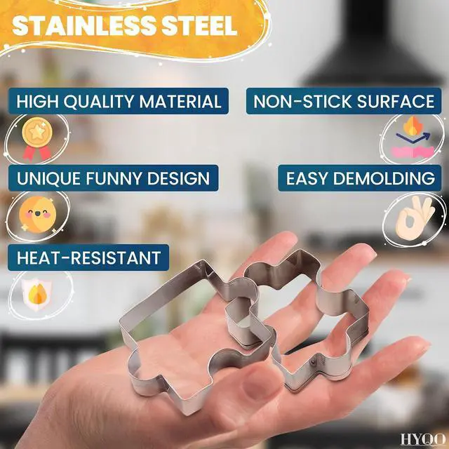 Alt view image 3 of 7 - 4 Pcs Mini Puzzle Piece Cookie Cutter, 2.2 x 1.5 In Stainless Steel