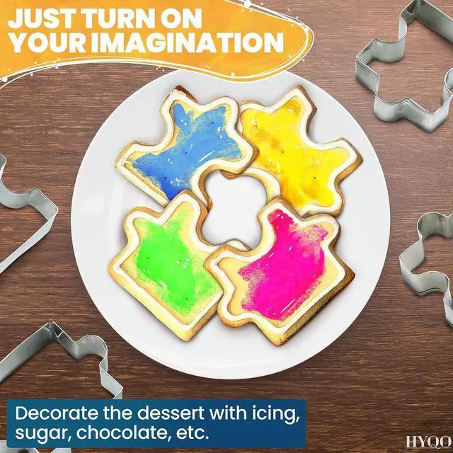 Alt view image 4 of 7 - 4 Pcs Mini Puzzle Piece Cookie Cutter, 2.2 x 1.5 In Stainless Steel
