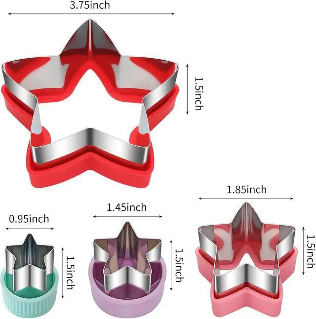 Alt view image 2 of 6 - ALLTOP Star Cookie Cutters Set 4 Pcs Different Sized Biscuit Cutter, Donut & English Muffin Cutter for Baking