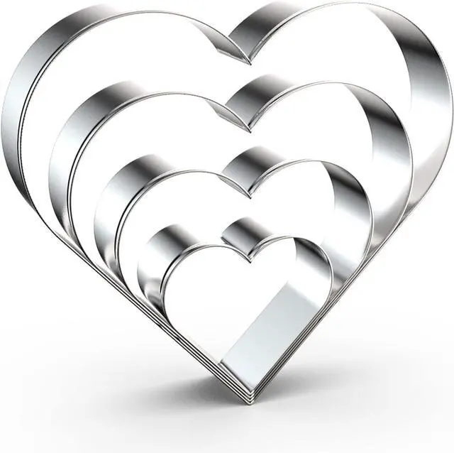 Main image of Heart Cookie Cutter Set Large/Small/Mini - 5 Inch, 4 Inch, 3 Inch, 2 Inch - 4 Piece Valentine's Heart Shaped Cookie Cutters Shapes Biscuit Molds for Baking - Stainless Steel