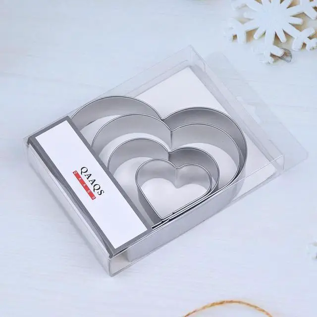 Alt view image 5 of 5 - Heart Cookie Cutter Set Large/Small/Mini - 5 Inch, 4 Inch, 3 Inch, 2 Inch - 4 Piece Valentine's Heart Shaped Cookie Cutters Shapes Biscuit Molds for Baking - Stainless Steel