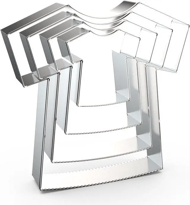 Main image of T-Shirt/Sports Jersey/Medical Scrub/Baby Shirt Cookie Cutter Set - 5", 4", 3", 2" - 4 Piece - Stainless Steel