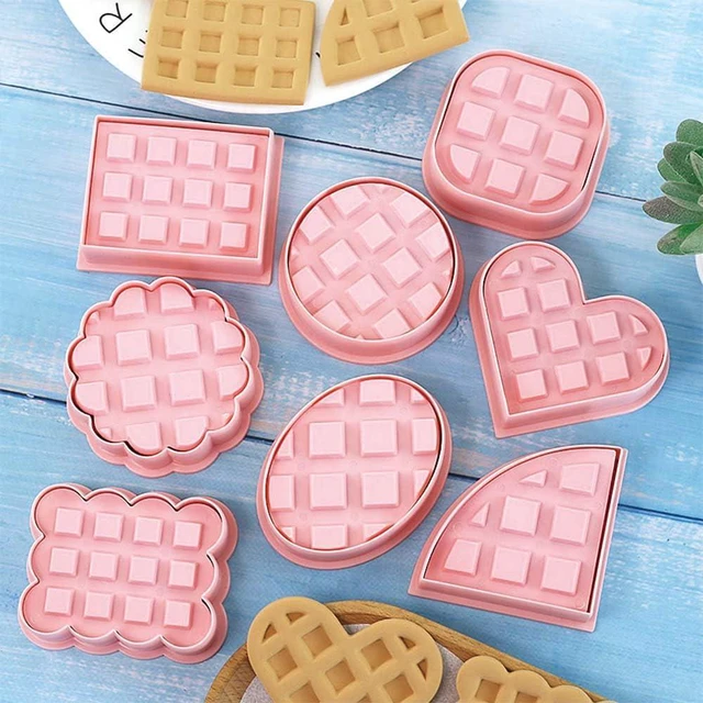 Alt view image 5 of 7 - Mini Waffles Round Cookie Cutters, 8pcs 3d Classic Design Cookie Stamps