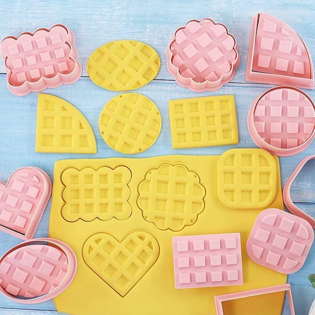 Alt view image 6 of 7 - Mini Waffles Round Cookie Cutters, 8pcs 3d Classic Design Cookie Stamps