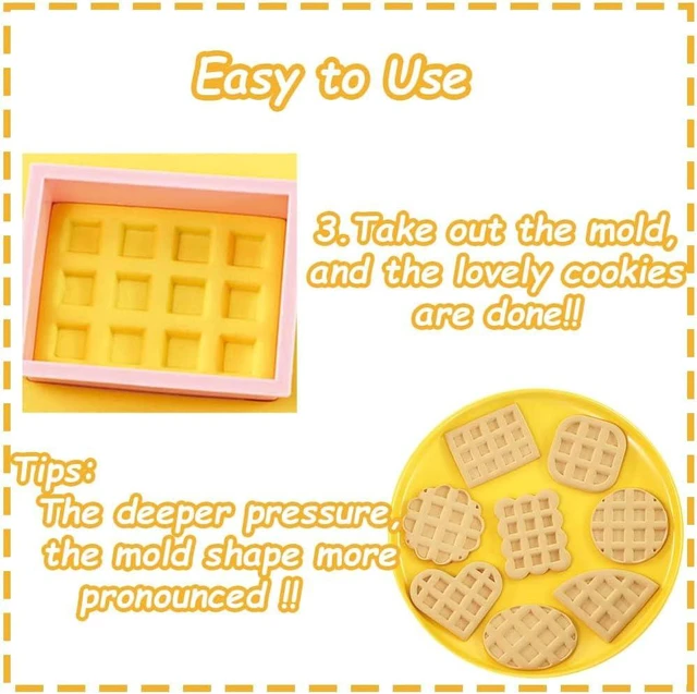 Alt view image 4 of 7 - Mini Waffles Round Cookie Cutters, 8pcs 3d Classic Design Cookie Stamps