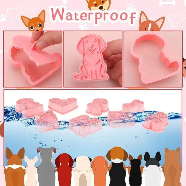 Alt view image 6 of 7 - Vesici 8 Pcs Dog Bone Cookie Cutter Set, 3D Stamp Plunger,Classic Dogs