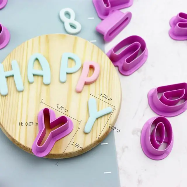 Alt view image 2 of 7 - 35 Pcs Letter And Number Cookie Cutters,Cake Pop Mold,Fondant Letter Cutters,Alphabet Number Shapes Clay Cutters For Polymer,Suitable Birthday, Christmas, New Year And Holiday Party Decorations