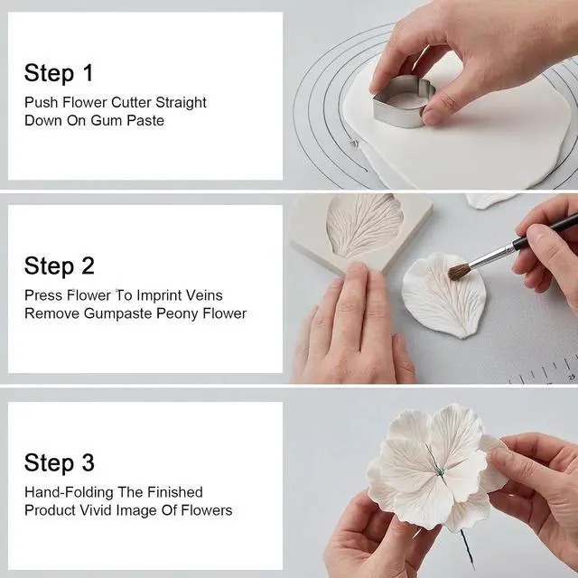 Alt view image 5 of 7 - 7PCS Flower Press Fondant Tools Set - Metal Cookie Cutters Variety Pack with Flower Silicone Mold for Gumpaste, Spring Cookie Cutter Shapes and Fondant for Cake Petal Making Tool