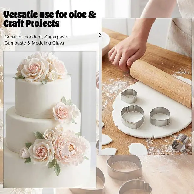 Alt view image 6 of 7 - 7PCS Flower Press Fondant Tools Set - Metal Cookie Cutters Variety Pack with Flower Silicone Mold for Gumpaste, Spring Cookie Cutter Shapes and Fondant for Cake Petal Making Tool