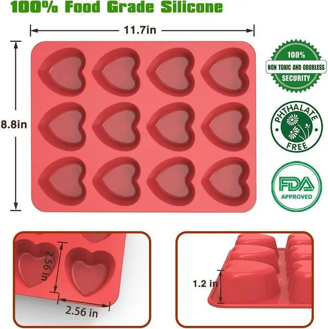 Alt view image 3 of 6 - SILIVO 2 Pack Heart Shaped Cupcake Pan, Nonstick Heart Shaped Muffin Pans