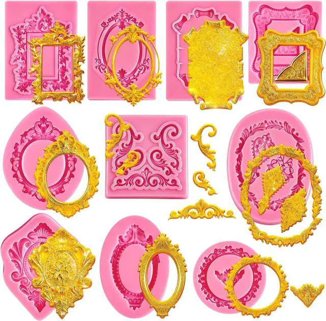 Main image of 10 PCS Photo Frame Fondant Molds, Mini Photo Frame Silicone Molds