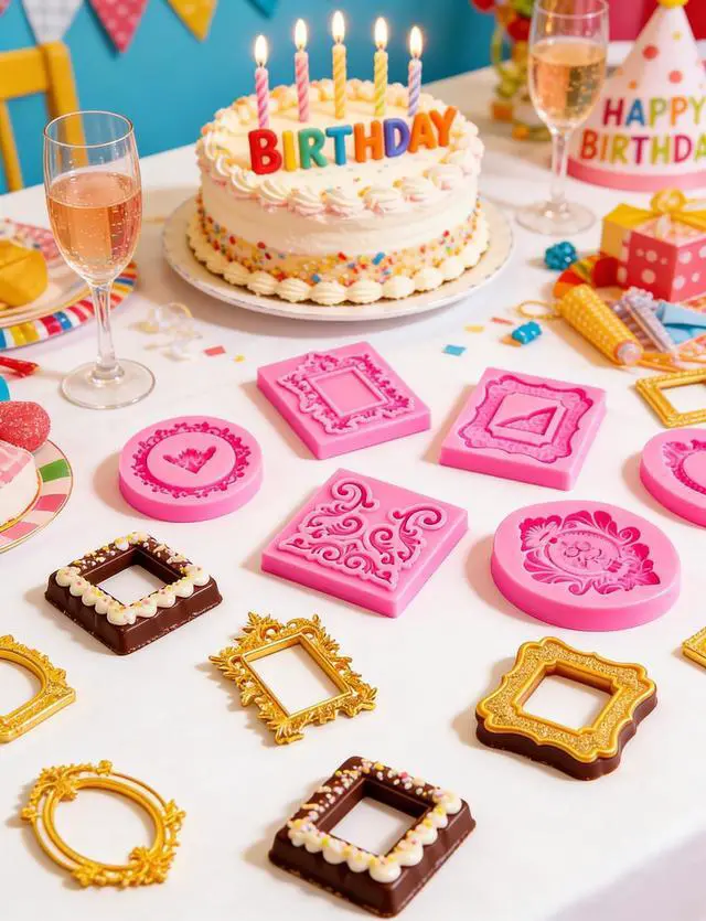 Alt view image 5 of 7 - 10 PCS Photo Frame Fondant Molds, Mini Photo Frame Silicone Molds