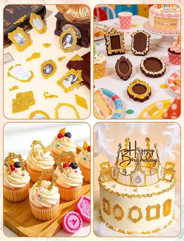 Alt view image 7 of 7 - 10 PCS Photo Frame Fondant Molds, Mini Photo Frame Silicone Molds
