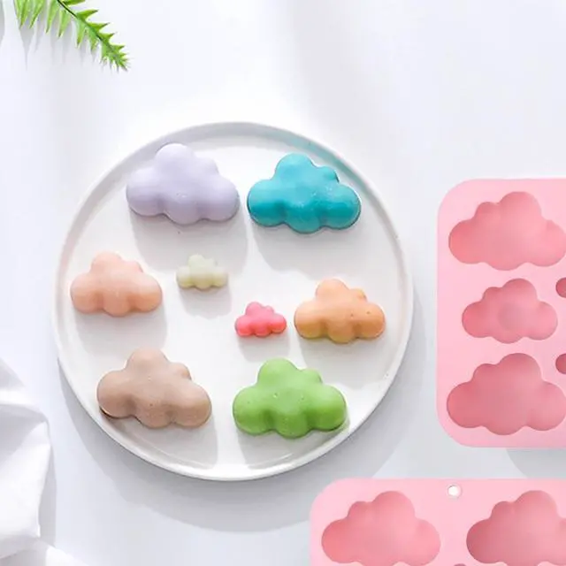 Alt view image 6 of 7 - 2 PCS Cloud Silicone Mold Cloud Shape Chocolate Molds Silicone Candy Molds Mousse Fondant Mould 3D Fondant Cake Food Jelly Drop Glue Mold Soap Molds Non-Stick Cloud Moldsfor Kitchen DIY Baking Tools