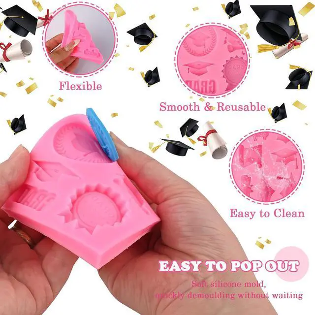 Alt view image 2 of 6 - Graduation Silicone Mold, Doctoral Cap Owl Diploma Scroll Silicone Molds