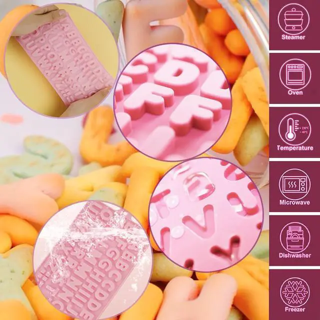 Alt view image 3 of 7 - 2 pcs Number Chocolate Molds and Letter Silicone Molds,Reusable Alphabet Candy Molds with Happy Birthday Cake Decorating Symbols, for cake cookies, ice cubes, chocolate resin