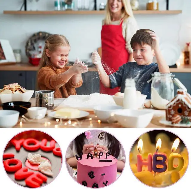 Alt view image 5 of 7 - 2 pcs Number Chocolate Molds and Letter Silicone Molds,Reusable Alphabet Candy Molds with Happy Birthday Cake Decorating Symbols, for cake cookies, ice cubes, chocolate resin