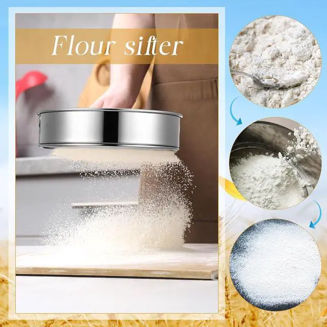 Alt view image 4 of 6 - Patelai 1 Pc Stainless Steel Round Flour Sifter Sieve Fine Mesh for Bake Decorate Cakes, Pies, Pastries, Cupcakes (8 Inch 60 Mesh)