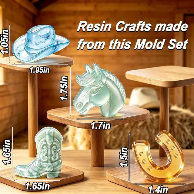 Alt view image 4 of 7 - Western Themed Cowboy Candy Silicone Molds 2PCS, Chocolate Jello Moulds with Horse Head Boot Hat Saddle Design, 15 Cavity Ice Pudding Cookie Mold for Desserts Making - Large Size