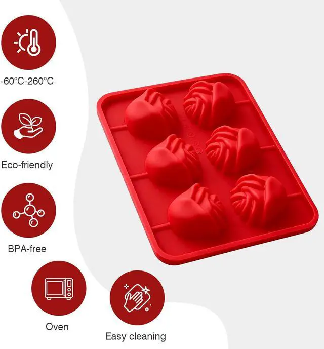 Alt view image 3 of 6 - Lollipop Molds,2 Pack Rose Silicone Cake Pop Mold Set with 100 Sticks