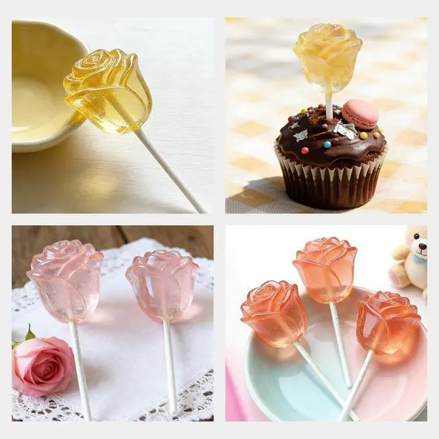 Alt view image 6 of 6 - Lollipop Molds,2 Pack Rose Silicone Cake Pop Mold Set with 100 Sticks
