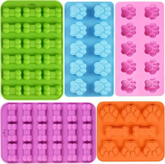 Main image of WMKGG Puppy Dog Paw and Bone Silicone Molds, 5 PCS Food Grade Baking Mold