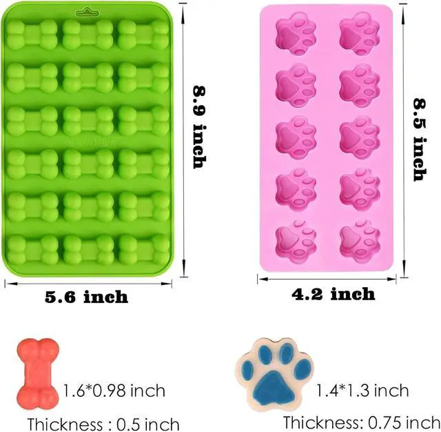Alt view image 2 of 7 - WMKGG Puppy Dog Paw and Bone Silicone Molds, 5 PCS Food Grade Baking Mold