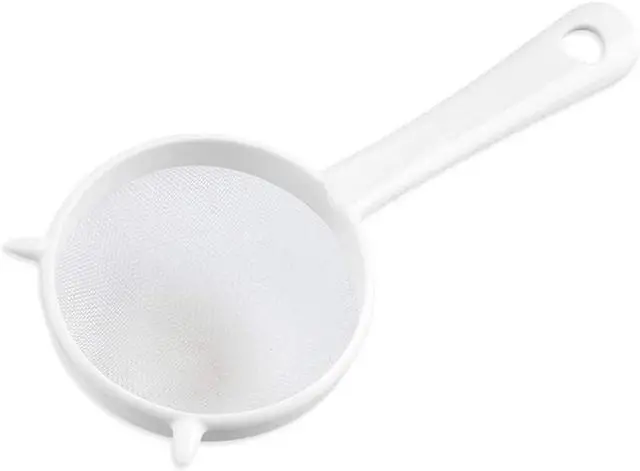 Main image of White Mesh Kitchen Sifter, Plastic Mesh Strainers Sieve, Colanders and Sieve with Handle for Tea Pasta Flour Rice Fruits Vegetable, Food Strainers