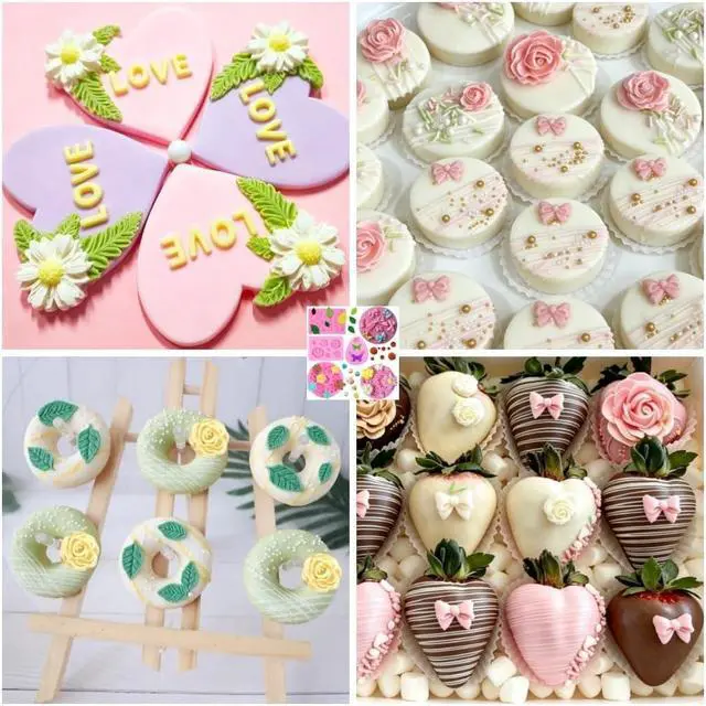 Alt view image 3 of 6 - Flower Fondant Silicone Molds Leaf Bow Bowknot Daisy Butterfly Chocolate Mold for Cake Decoration,Candy,Polymer Clay, Soap,Resin Confectionery Projects