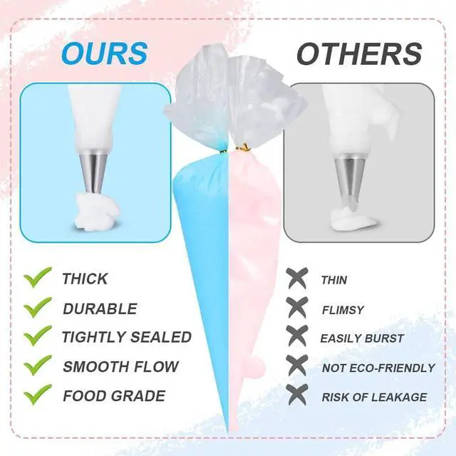 Alt view image 3 of 6 - 200pcs Disposable Icing Piping Bags - 12 Inch Pastry Bag Frosting Bags for Cake Cookies Baking Decorating - Plastic Tipless Piping Bags