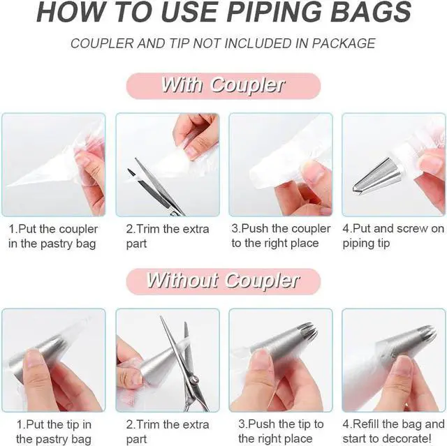 Alt view image 6 of 6 - 200pcs Disposable Icing Piping Bags - 12 Inch Pastry Bag Frosting Bags for Cake Cookies Baking Decorating - Plastic Tipless Piping Bags
