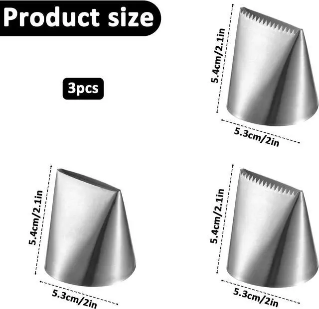 Alt view image 2 of 7 - 3 Pcs Large Piping Tips Set, Stainless Steel Large Frosting Tips, Pastry Tip, Cake Decorating Tip for Cupcakes Pastry Fondant Cakes Decorating