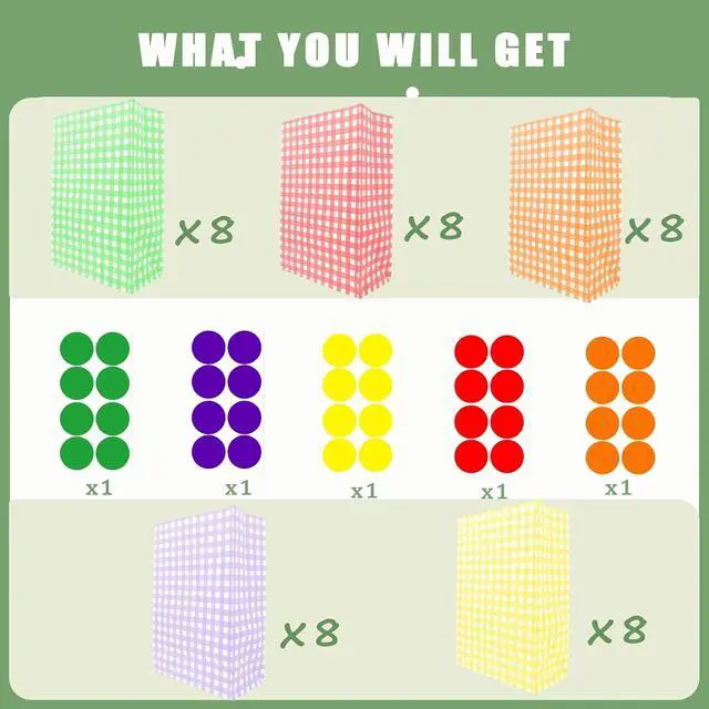 Alt view image 2 of 7 - Chanseen 40 Pack Colorful Plaid Paper Lunch Bags with Stickers Assorted Checkered Treat Bags Gift Bag for Party Favors Candy Goodies Birthday Christmas (5.9"x3.15"x9")