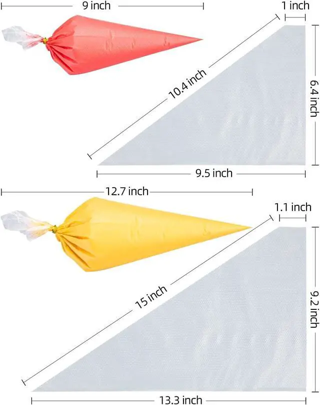 Alt view image 6 of 6 - Labeol 200Pcs Disposable Piping Bags 16 Inch 12 Inch Pastry Bags Royal Icing Bags Tipless Frosting Bags Cookie Cake Decorating Bakery Bags Party Favor Bags Baking Supplies Christmas