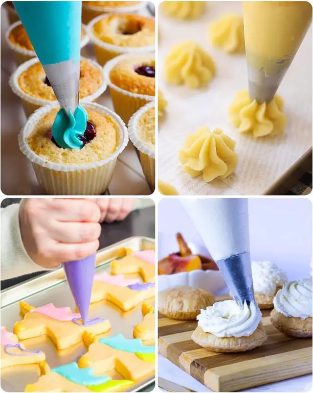 Alt view image 5 of 6 - Labeol 200Pcs Disposable Piping Bags 16 Inch 12 Inch Pastry Bags Royal Icing Bags Tipless Frosting Bags Cookie Cake Decorating Bakery Bags Party Favor Bags Baking Supplies Christmas