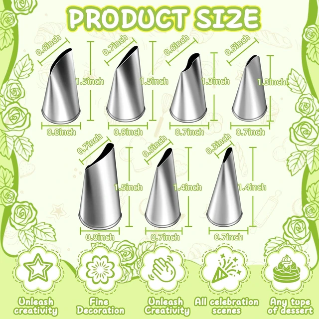 Alt view image 6 of 7 - Hendiy 7 Pieces/Set Stainless Steel Cake Decorating Tips Set