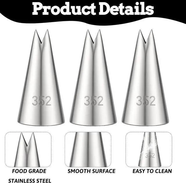 Alt view image 3 of 7 - 3 Pcs Leaf Piping Tip Leaves Stainless Steel Icing Pipings Nozzles Cake Decorating Tube Tips Set Tips Piping Nozzles for DIY Baking Tools Cake Decorating Pastry Fondant Elegant Floral Designs