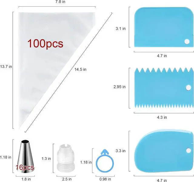 Alt view image 2 of 7 - Piping Bag and Tips Set, 100PCS 12 Inch Pastry Bags, Icing Bags Disposabl