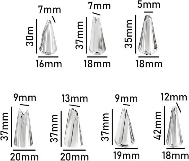 Alt view image 2 of 5 - Dr.Pedi Leaf Piping Bags and Tips Set 7 Pieces Piping Tips Set Cake Decorating Tips Icing Piping Nozzles Set Cupcake Decorating Kit Cupcake Pastry Tool Stainless Steel