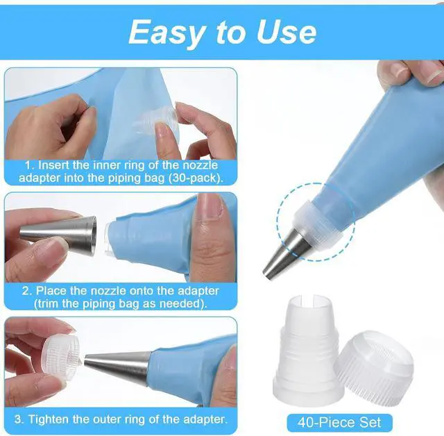 Alt view image 3 of 7 - 40 PCS Piping Bag Couplers for Icing Nozzles, Plastic Standard Coupler Small Couplers for Piping Bags Cake Decorating Coupler Transparent Tip White Pastry Bag for Icing Nozzle