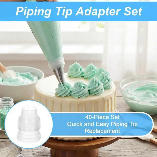 Alt view image 4 of 7 - 40 PCS Piping Bag Couplers for Icing Nozzles, Plastic Standard Coupler Small Couplers for Piping Bags Cake Decorating Coupler Transparent Tip White Pastry Bag for Icing Nozzle