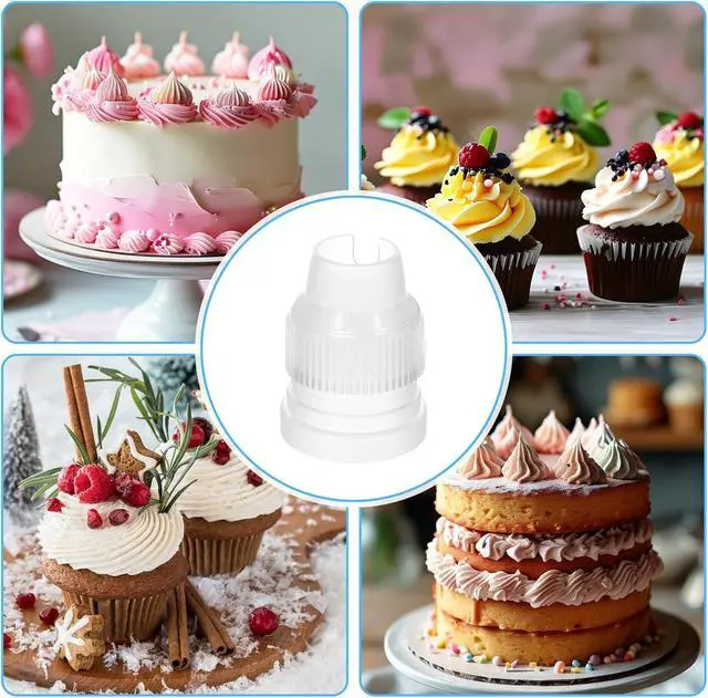 Alt view image 6 of 7 - 40 PCS Piping Bag Couplers for Icing Nozzles, Plastic Standard Coupler Small Couplers for Piping Bags Cake Decorating Coupler Transparent Tip White Pastry Bag for Icing Nozzle