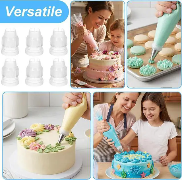 Alt view image 7 of 7 - 40 PCS Piping Bag Couplers for Icing Nozzles, Plastic Standard Coupler Small Couplers for Piping Bags Cake Decorating Coupler Transparent Tip White Pastry Bag for Icing Nozzle