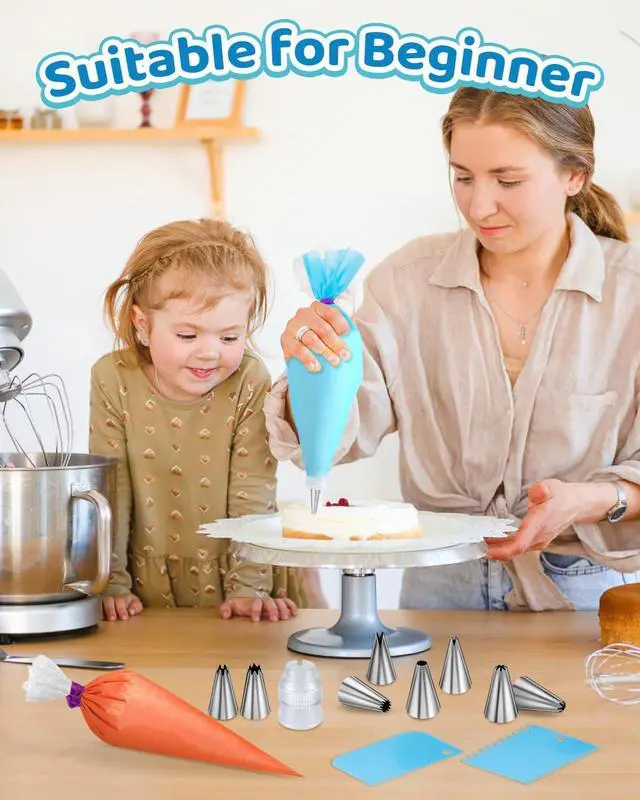 Alt view image 7 of 7 - Piping Bags and Tips Set, Cakes Decorating Kit Supplies