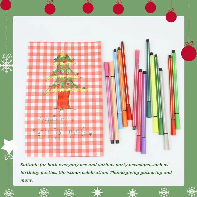 Alt view image 6 of 7 - Chanseen 40 Pack Colorful Plaid Paper Lunch Bags with Stickers Assorted Checkered Treat Bags Gift Bag for Party Favors Candy Goodies Birthday Christmas (5.9"x3.15"x9")