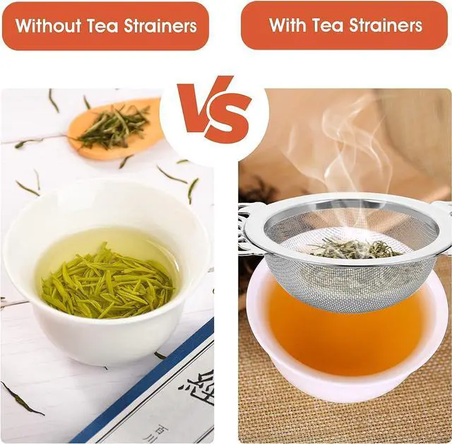 Alt view image 4 of 7 - 2 Pack Small Fine Mesh Tea Strainers with Bowl, Stainless Steel Loose Tea Infusers Strainers 7 cm Diameter Tea Filter with Double Wing Extender Ideal for Loose Tea Juice Coffee Filter