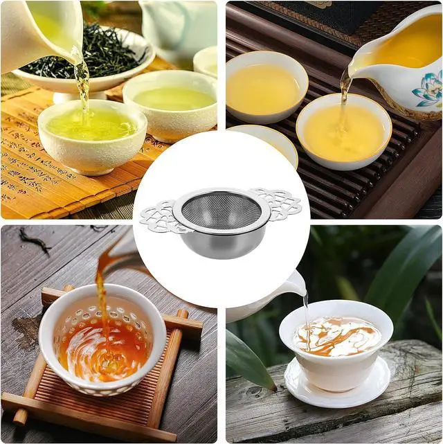Alt view image 3 of 7 - 2 Pack Small Fine Mesh Tea Strainers with Bowl, Stainless Steel Loose Tea Infusers Strainers 7 cm Diameter Tea Filter with Double Wing Extender Ideal for Loose Tea Juice Coffee Filter