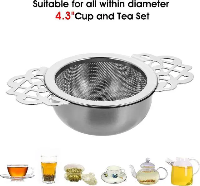Alt view image 6 of 7 - 2 Pack Small Fine Mesh Tea Strainers with Bowl, Stainless Steel Loose Tea Infusers Strainers 7 cm Diameter Tea Filter with Double Wing Extender Ideal for Loose Tea Juice Coffee Filter