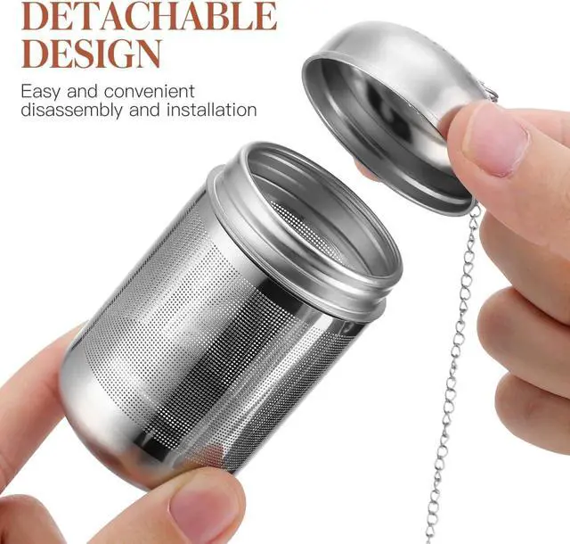 Alt view image 3 of 7 - PRETYZOOM Large Tea Infuser Strainer Ball Spice Infuser with Long Chain for Cooking - Stainless Steel Loose Leaf Tea Steeper 3.74 x 1.96 x 1.96 Inch